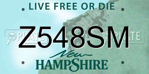 Z548SM New Hampshire License Plate