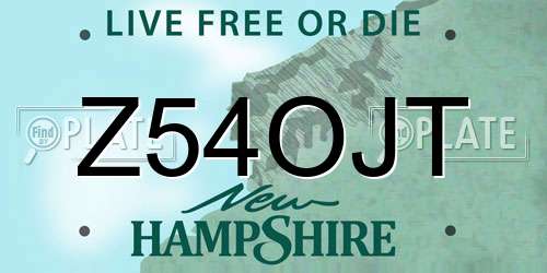 Z54OJT New Hampshire License Plate