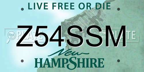 Z54SSM New Hampshire License Plate