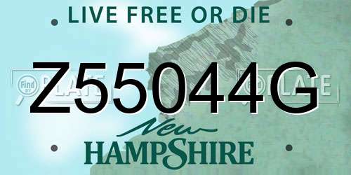 Z55044G New Hampshire License Plate