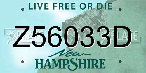 Z56033D New Hampshire License Plate