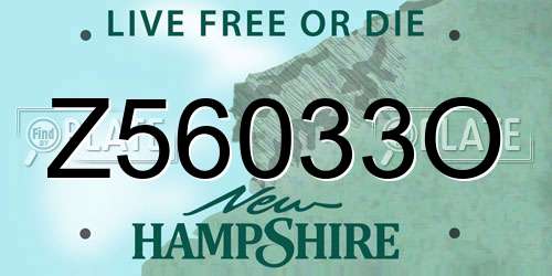 Z56033O New Hampshire License Plate