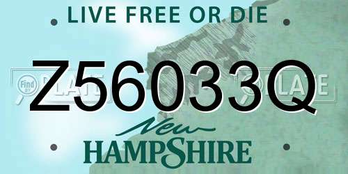 Z56033Q New Hampshire License Plate