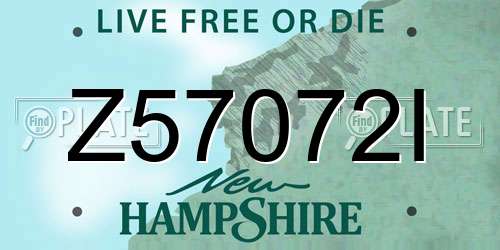Z57072I New Hampshire License Plate