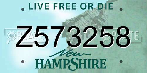 Z573258 New Hampshire License Plate