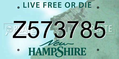 Z573785 New Hampshire License Plate