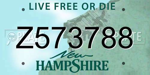 Z573788 New Hampshire License Plate