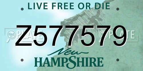 Z577579 New Hampshire License Plate