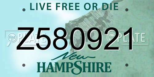 Z580921 New Hampshire License Plate