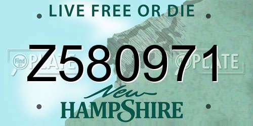 Z580971 New Hampshire License Plate