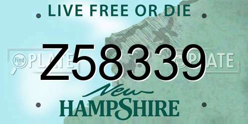 Z58339 New Hampshire License Plate