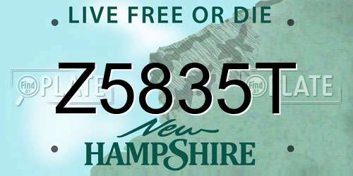 Z5835T New Hampshire License Plate