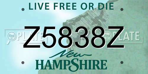 Z5838Z New Hampshire License Plate