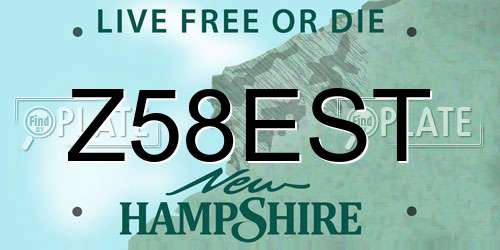 Z58EST New Hampshire License Plate