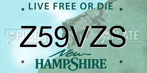 Z59VZS New Hampshire License Plate