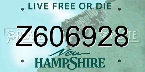 Z606928 New Hampshire License Plate