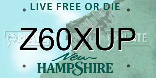 Z60XUP New Hampshire License Plate