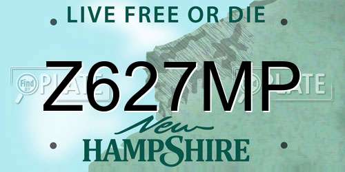 Z627MP New Hampshire License Plate