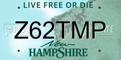 Z62TMP New Hampshire License Plate
