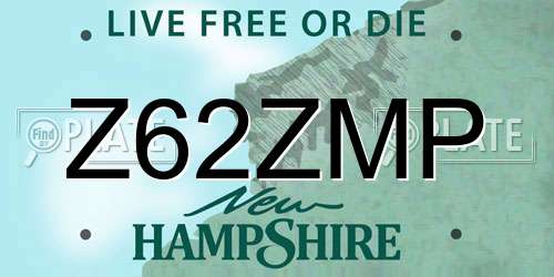 Z62ZMP New Hampshire License Plate