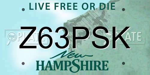 Z63PSK New Hampshire License Plate