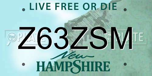 Z63ZSM New Hampshire License Plate