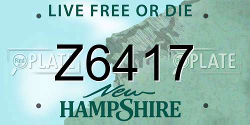 Z6417 New Hampshire License Plate
