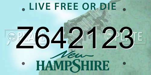 Z642123 New Hampshire License Plate