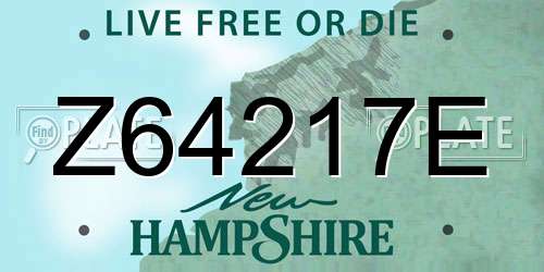 Z64217E New Hampshire License Plate