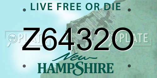 Z6432O New Hampshire License Plate