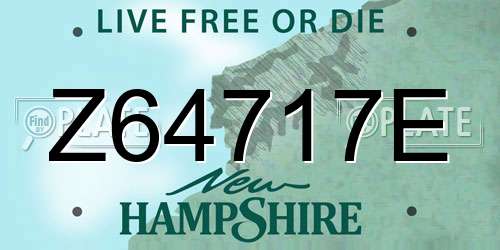 Z64717E New Hampshire License Plate