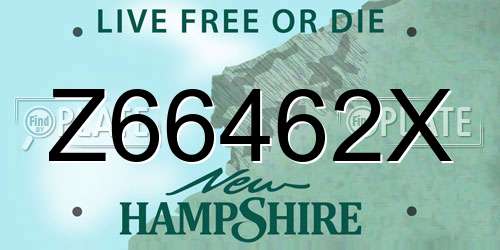 Z66462X New Hampshire License Plate