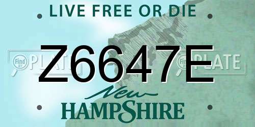 Z6647E New Hampshire License Plate