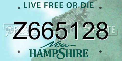 Z665128 New Hampshire License Plate