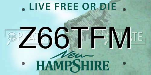 Z66TFM New Hampshire License Plate
