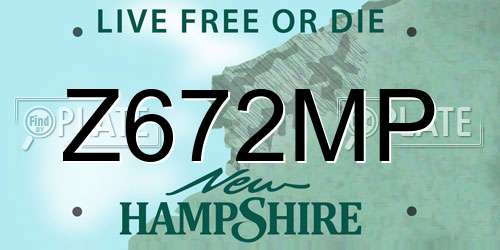 Z672MP New Hampshire License Plate