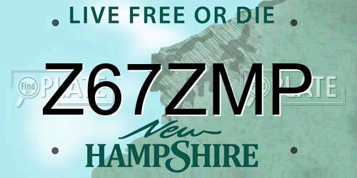 Z67ZMP New Hampshire License Plate