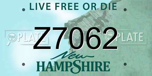 Z7062 New Hampshire License Plate