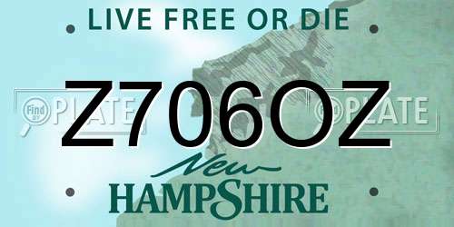 Z706OZ New Hampshire License Plate