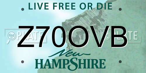 Z70OVB New Hampshire License Plate
