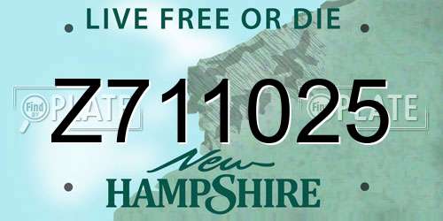 Z711025 New Hampshire License Plate