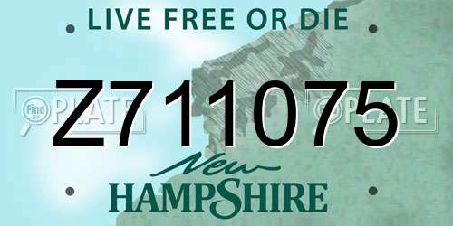 Z711075 New Hampshire License Plate