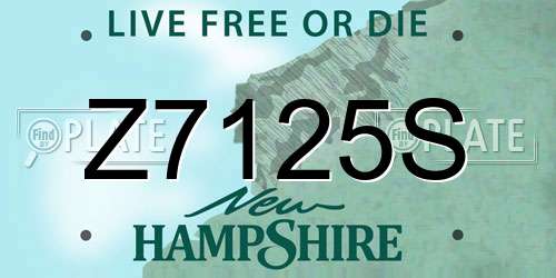 Z7125S New Hampshire License Plate