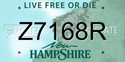 Z7168R New Hampshire License Plate