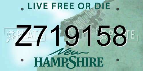 Z719158 New Hampshire License Plate