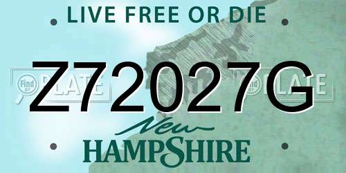 Z72027G New Hampshire License Plate