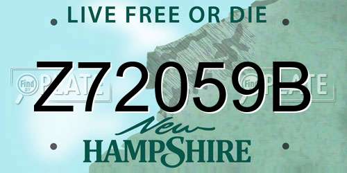 Z72059B New Hampshire License Plate