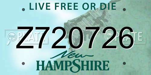 Z720726 New Hampshire License Plate