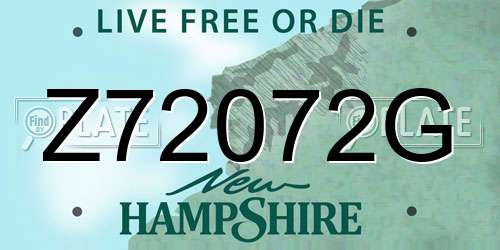 Z72072G New Hampshire License Plate