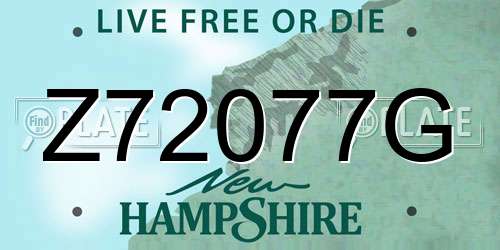 Z72077G New Hampshire License Plate